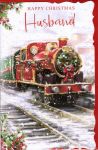 Christmas Card -  Large - Husband - Train - Glitter - Out of the Blue