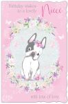 Birthday Card - Niece French Bulldog - Glitter Out of the Blue