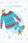 Christmas Card - Grandson - Xmas Jumper - Glitter - Out of the Blue