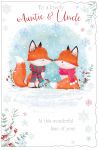 Christmas Card - Auntie & Uncle - Fox - Glitter - Out of the Blue