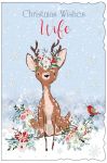 Christmas Card - Wife - Deer - Glitter - Out of the Blue