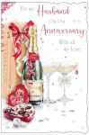 Wedding Anniversary Card - Husband With Love Champagne - Out of the Blue