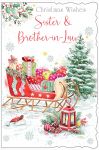 Christmas Card - Sister & Brother-in-law - Sleigh - Glitter - Out of the Blue