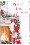 Christmas Card - Mum & Dad - Xmas Stockings - Glitter - Out of the Blue