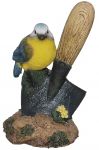 Blue Tit Bird on Trowel - Lifelike Garden Ornament - Indoor or Outdoor - Garden Friends Vivid Arts